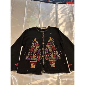 Vintage Victoria Jones Christmas Cardigan Sweater Size‎ Medium